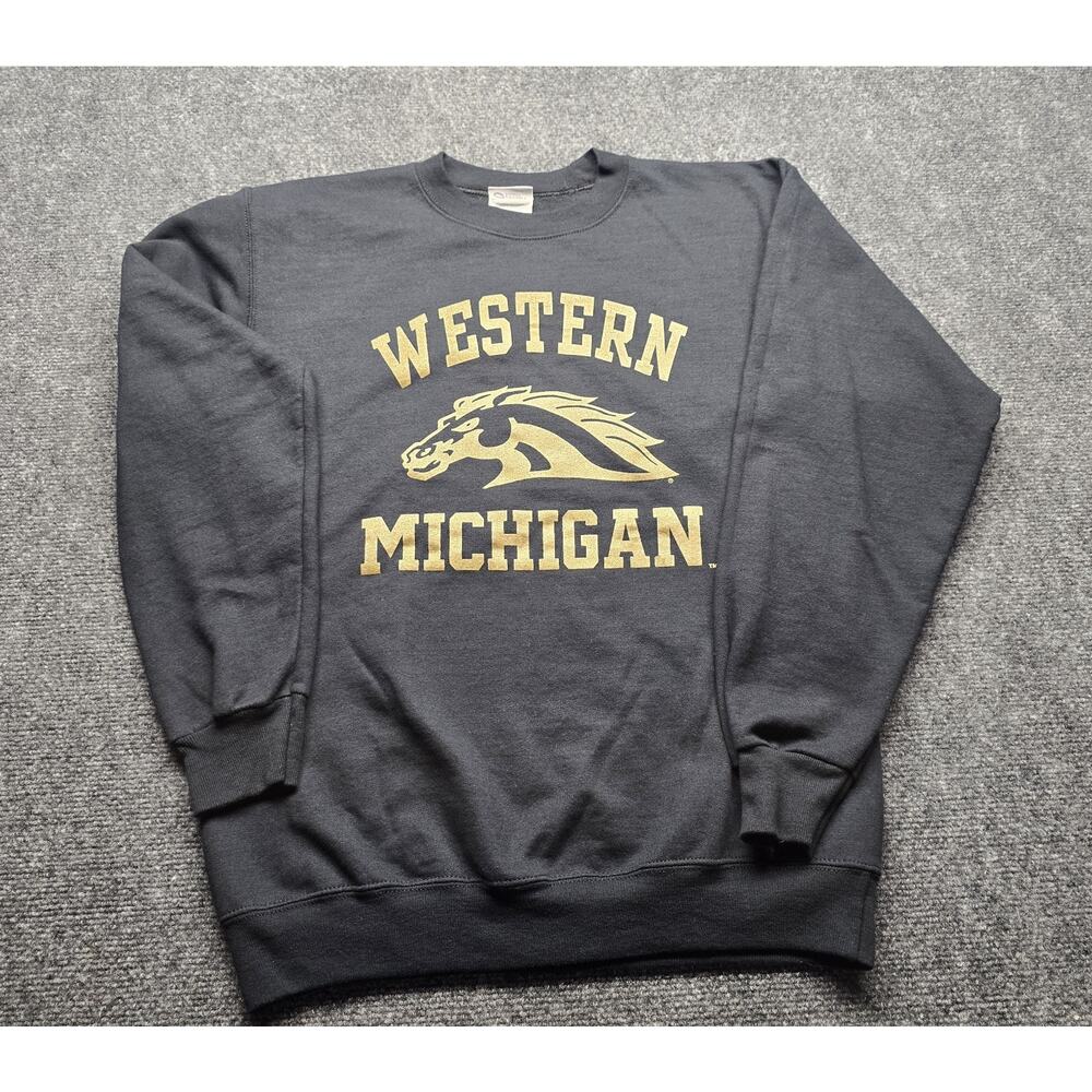 Western Michigan University Broncos Sweatshirt Crewneck Black /Dark Gray SMALL